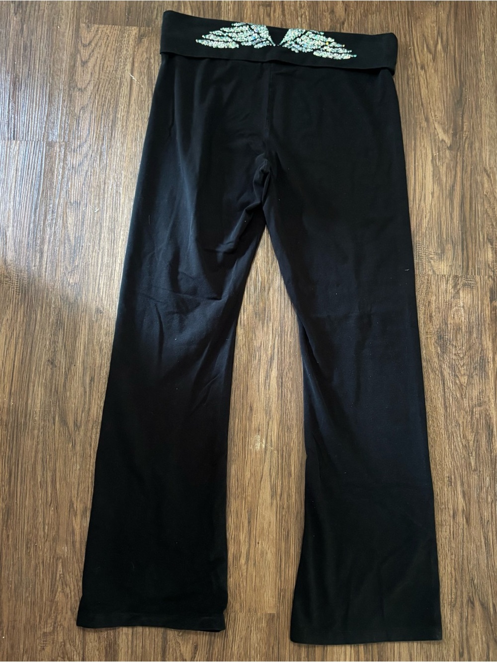 Victoria’s Secret Y2K Angel Wing Sequin Foldover Flare Leggings L